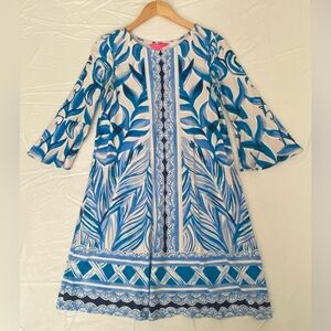Lilly Pulitzer Ophelia Dress Tropics Palm Bell Sleeve Women Small